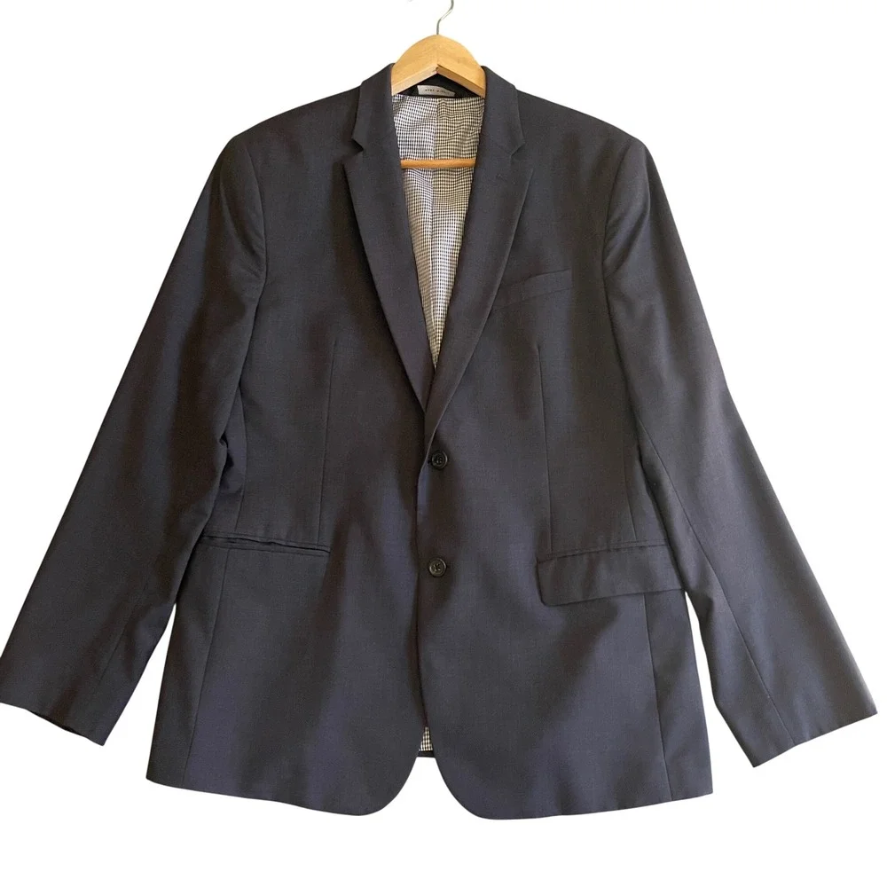 Banana Republic Blazer Mens Wool 42R Navy Blue Modern Slim Fit Italian Fabric